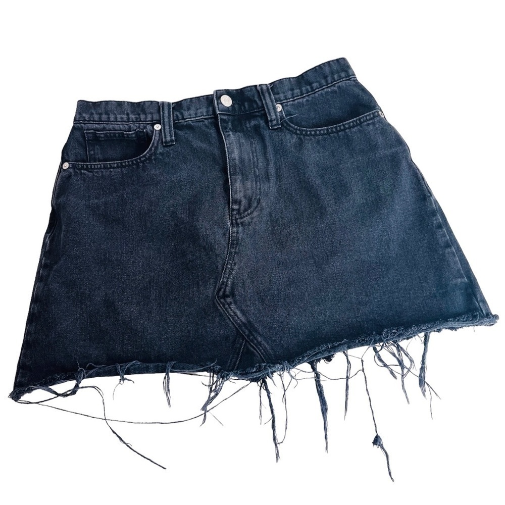 Madewell Denim Frisco Mini Skirt Black Raw Hem Size 29 Waist